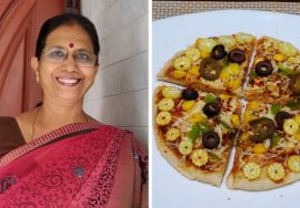 Corn Capsicum Pizza (Pan Pizza) /  1நிமிடம் போதும் ஓவன் தேவை இல்லை -மிக சுலபம்- Mallika Badrinath