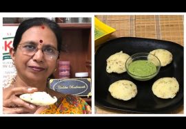 மெத்து மெத்தென்ற ரவை இட்லி & கொத்தமல்லி வேர்க்கடலை சட்னி /Spongy Rawa Idly& peanut  green Chutney