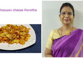 #Shorts133:Schezwan cheese paratha – Leftover conversion- Lunch box idea – Mallika Badrinath