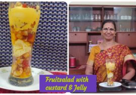 Summer special Fruit salad / Fruit salad with Custard, Jelly & Ice cream – Mallika Badrinath Recipe